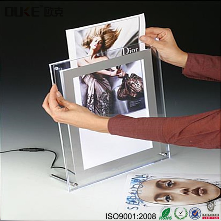 Boîte à lumière acrylique conduit lettre publicitaire LED acrylique mur monté Poster cadre en gros