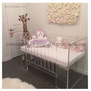 Lit de luxe faits main claire respectueux de l’environnement en plastique bébé berceaux Lucite