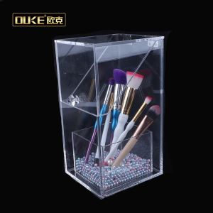 Porte-brosse en acrylique avec couvercle pour organisateur